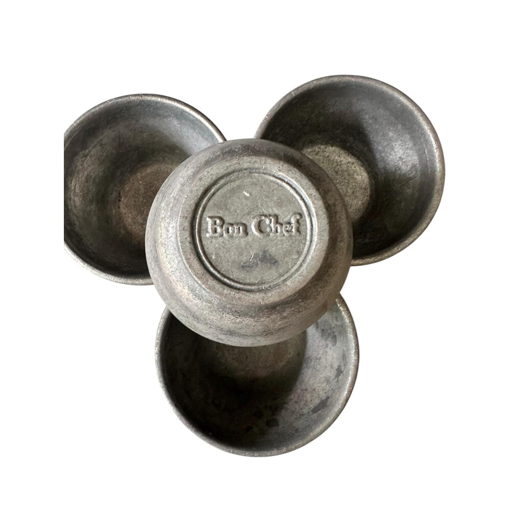 Vintage Bon Chef Pewter-Look Cast Aluminum Ramekins - Set of 4 - Serving Bowls